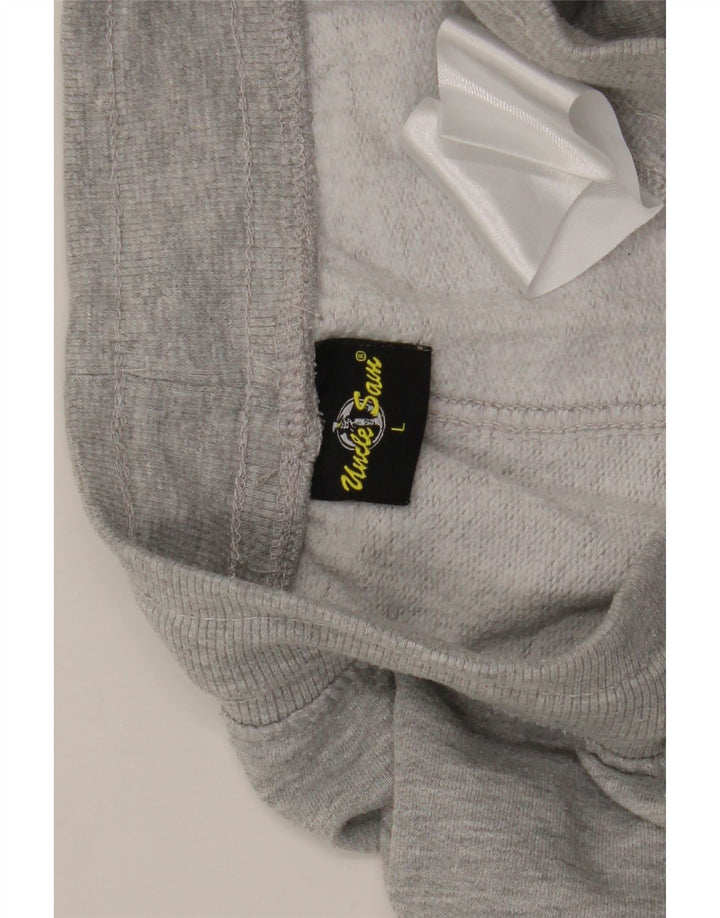 Calça esportiva masculina Tio Sam com estampa gráfica grande cinza manchada