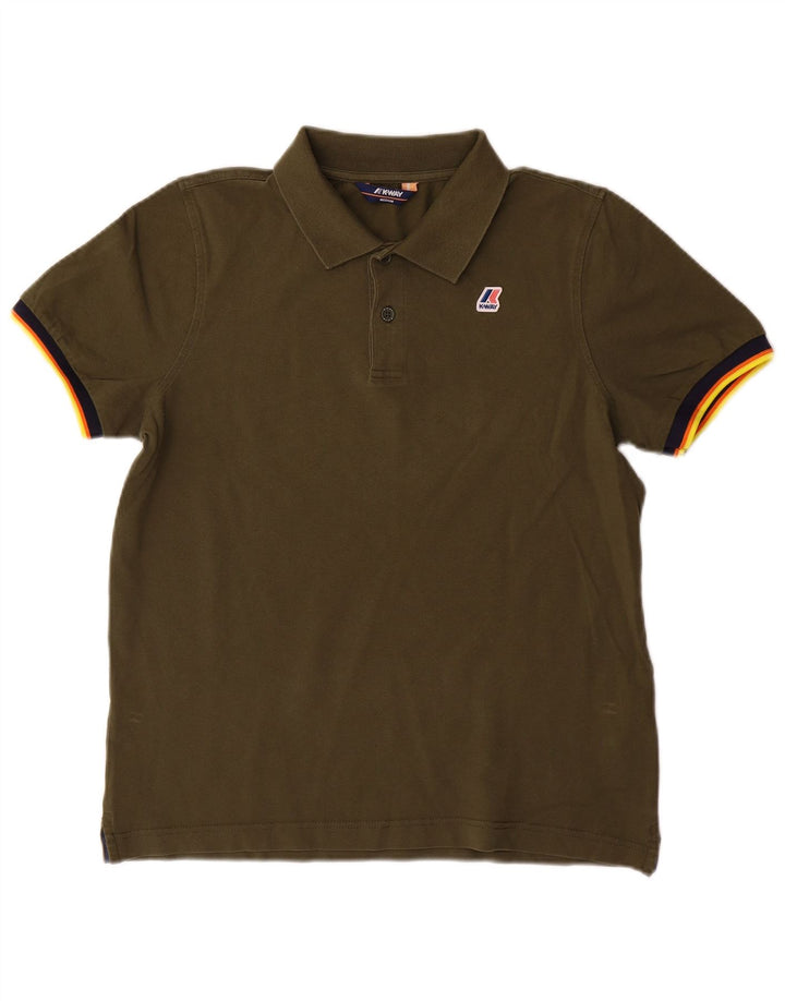Camisa polo masculina K-Way de algodão cáqui médio