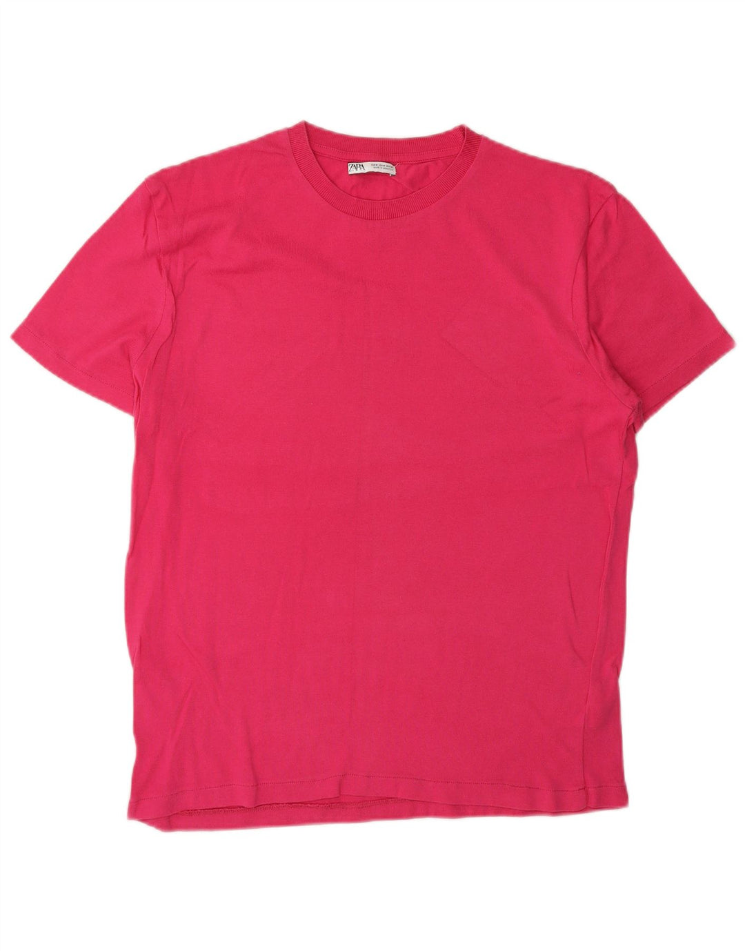 Camiseta feminina Zara UK 14 algodão rosa médio