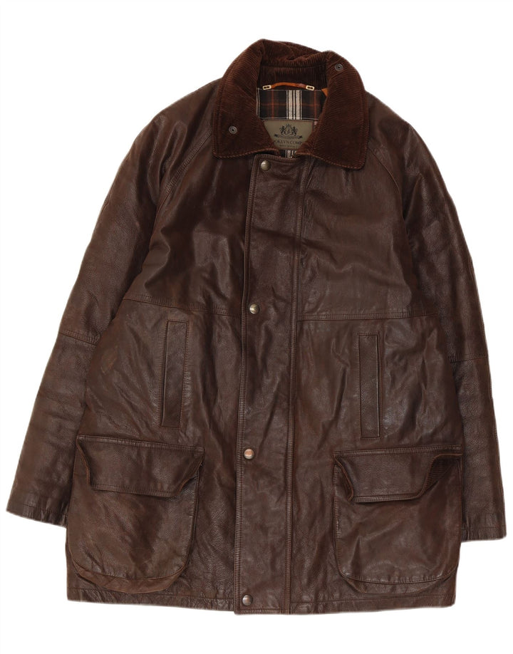 Jaqueta de couro masculina vintage IT 50 grande couro marrom