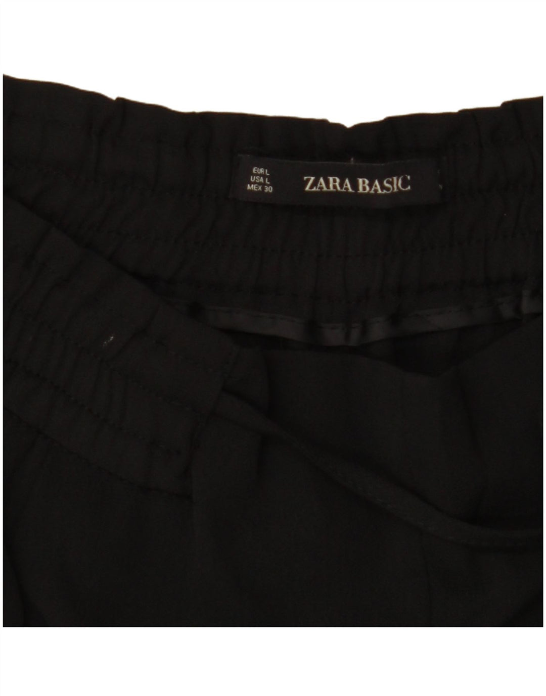 Calça feminina ZARA cintura alta cônica cortada Reino Unido 16 grande W34 L27 preta