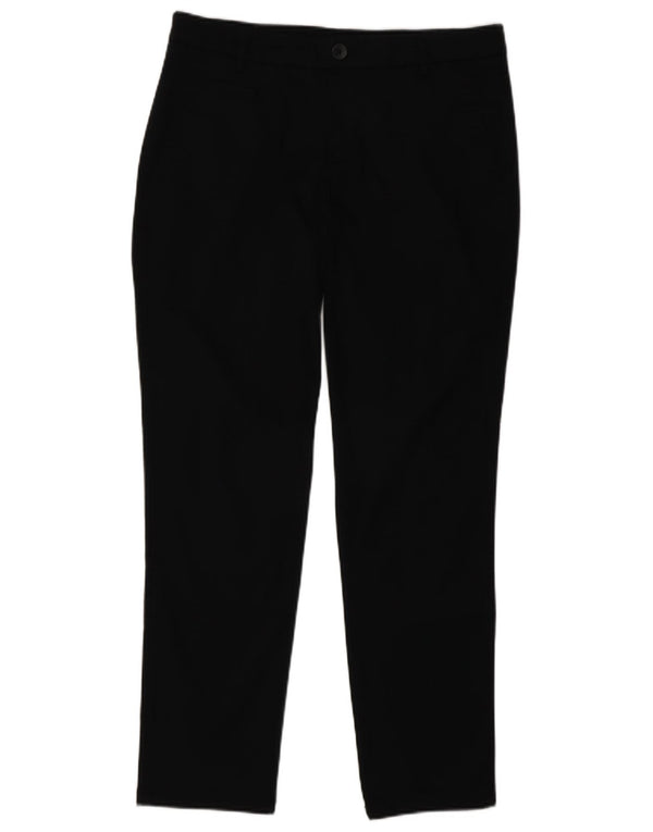 Calça feminina casual slim Benetton Reino Unido 10 pequena W27 L28 algodão preto