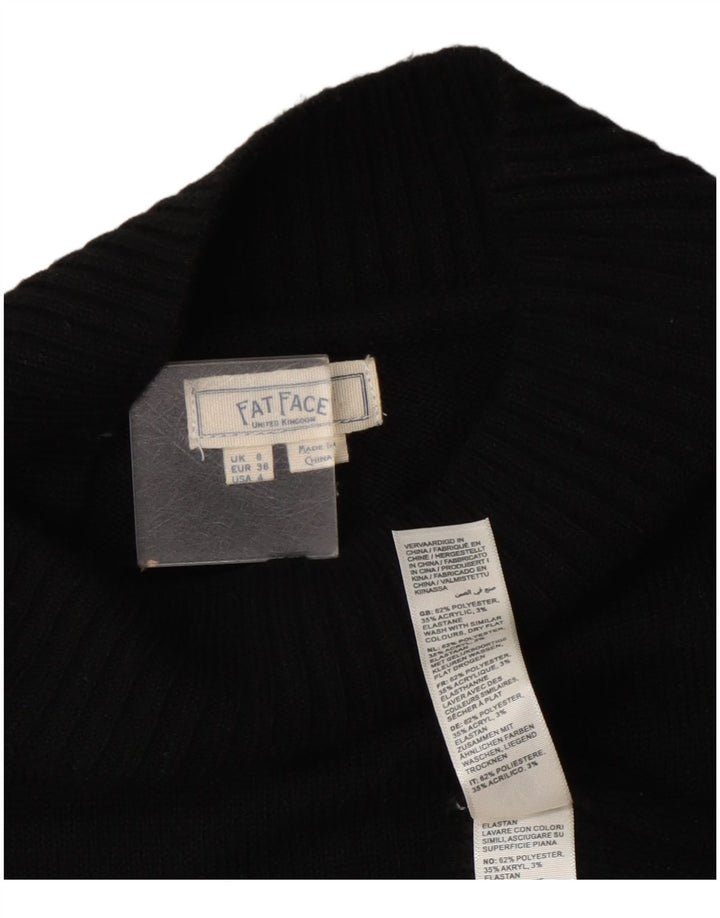 Vestido feminino Fat Face manga comprida oversized jumper Reino Unido 8 pequeno preto