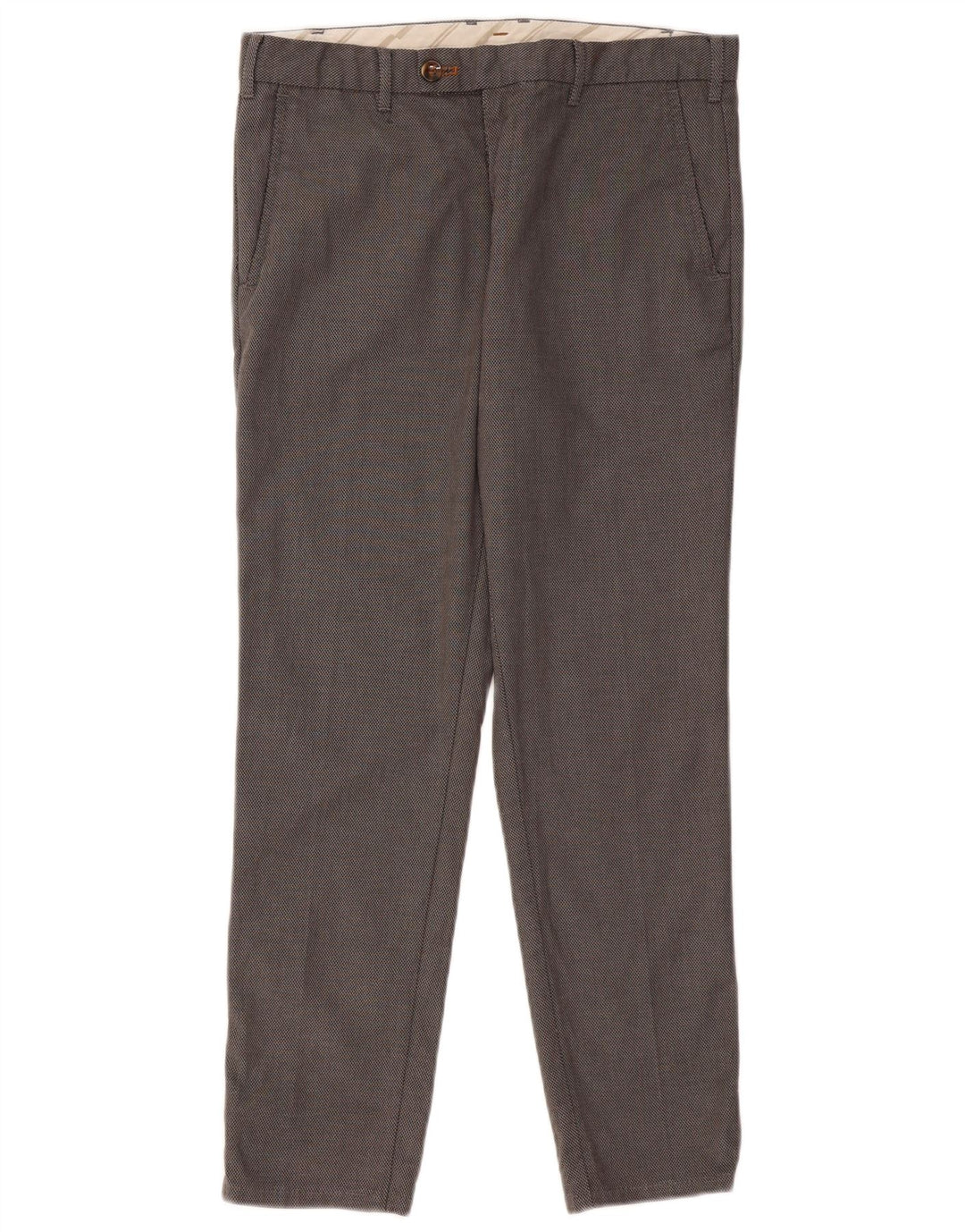 ZARA Mens Slim Suit Calças EU 42 Grande W32 L28 Cinza Houndstooth