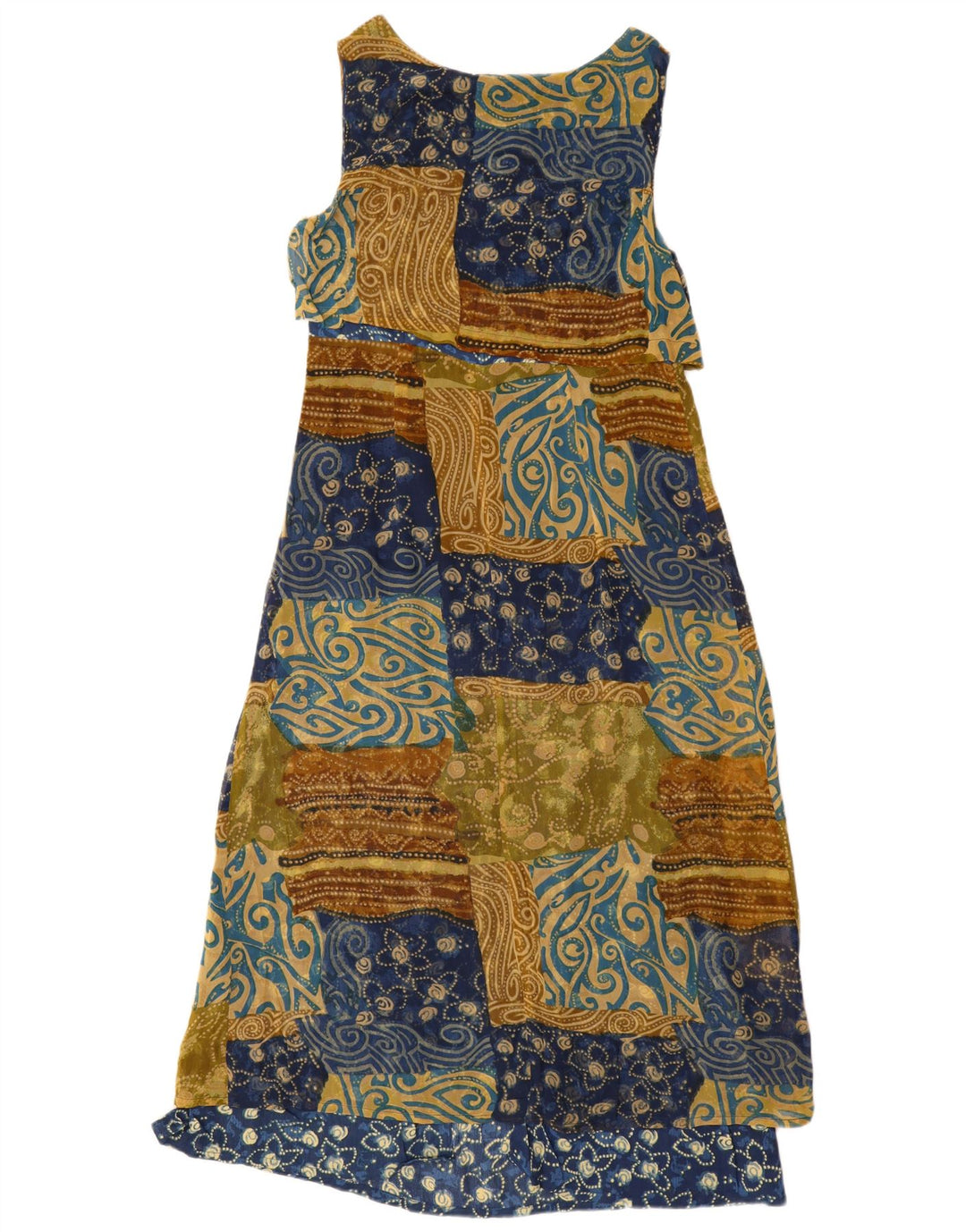 Vestido maxi feminino vintage sem mangas IT 40 pequenos retalhos multicoloridos