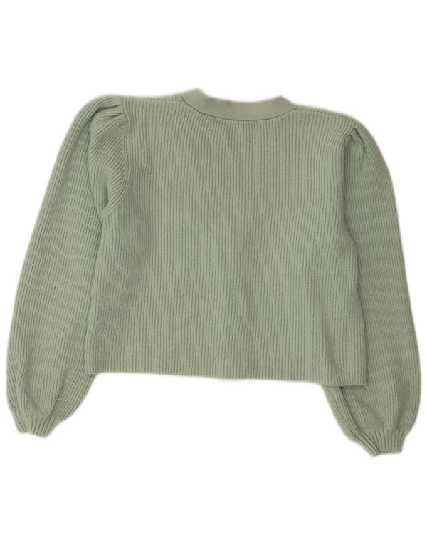 Suéter cardigã feminino Zara Reino Unido 10 viscose verde pequena