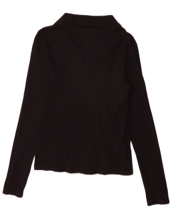 Camisa polo feminina de manga comprida G-Star Reino Unido 16 grande algodão preto