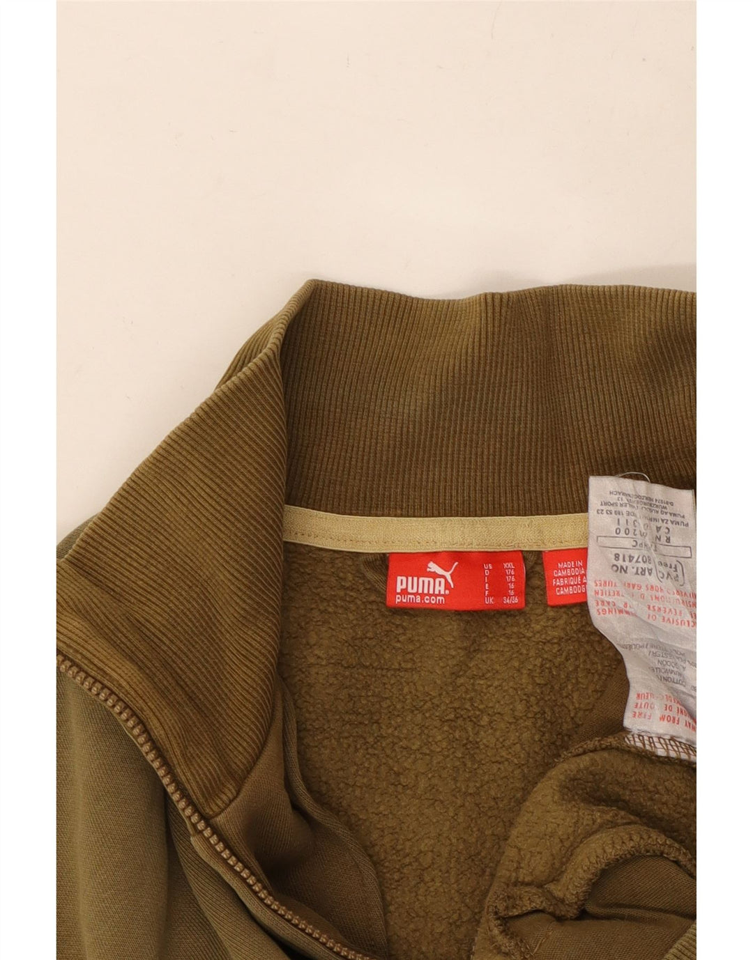 Jaqueta PUMA Meninos Treino Top 15-16 Anos Algodão Cáqui