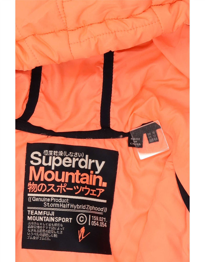 Suéter feminino Superdry com capuz e zíper Reino Unido 16 grande poliéster manchado laranja