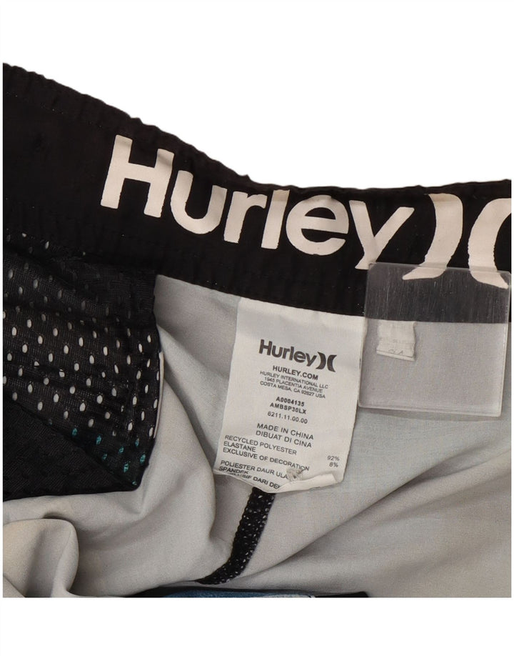 Shorts de natação masculino Hurley gráfico grande poliéster listrado multicolorido