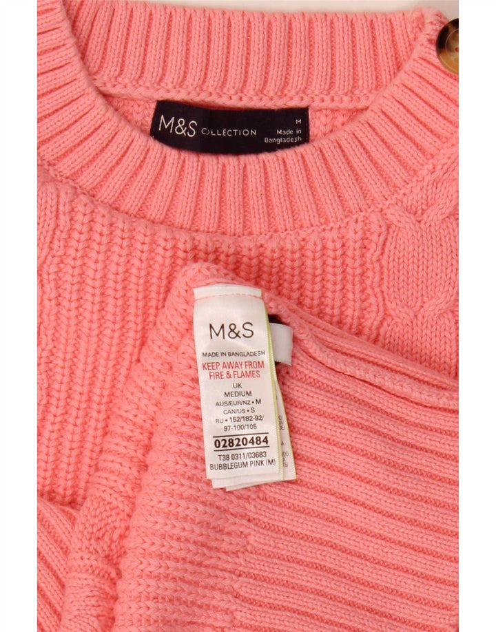 Suéter feminino Marks & Spencer com gola redonda e gola redonda Reino Unido 14 médio rosa
