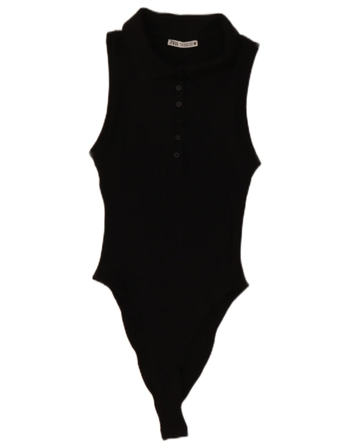 ZARA Womens Sleeveless Bodysuit UK 12 Medium Black
