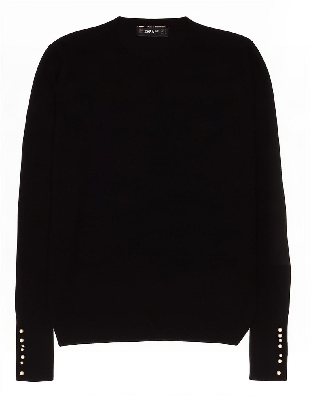 Zara Suéter feminino com gola redonda, Reino Unido 12 Médio Preto