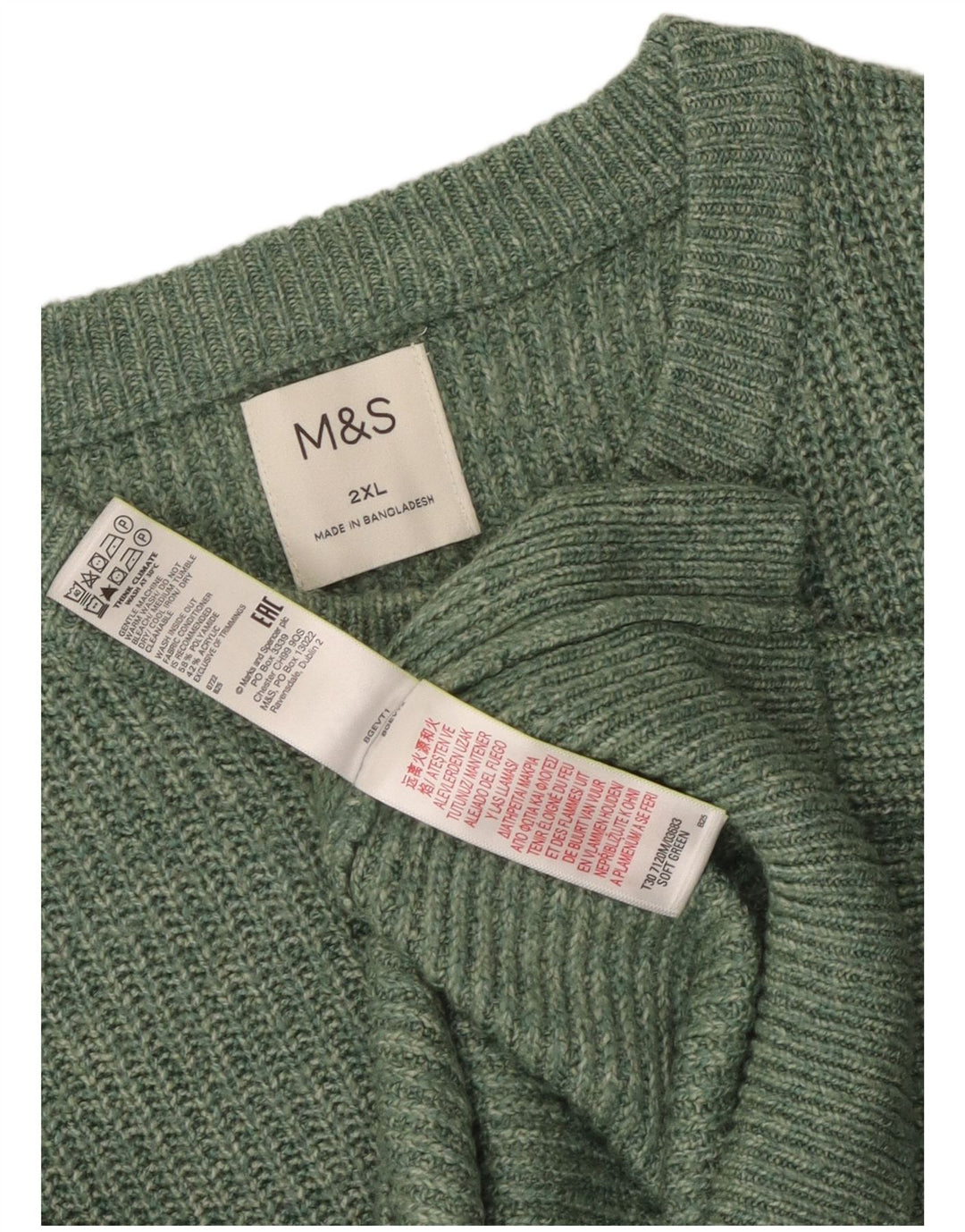 Suéter masculino Marks & Spencer com gola redonda 2XL poliamida verde