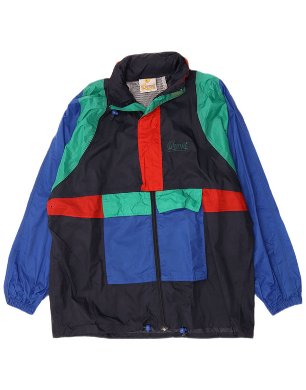 Jaqueta de chuva masculina Anuy Reino Unido 40 grande bloco colorido azul marinho nylon
