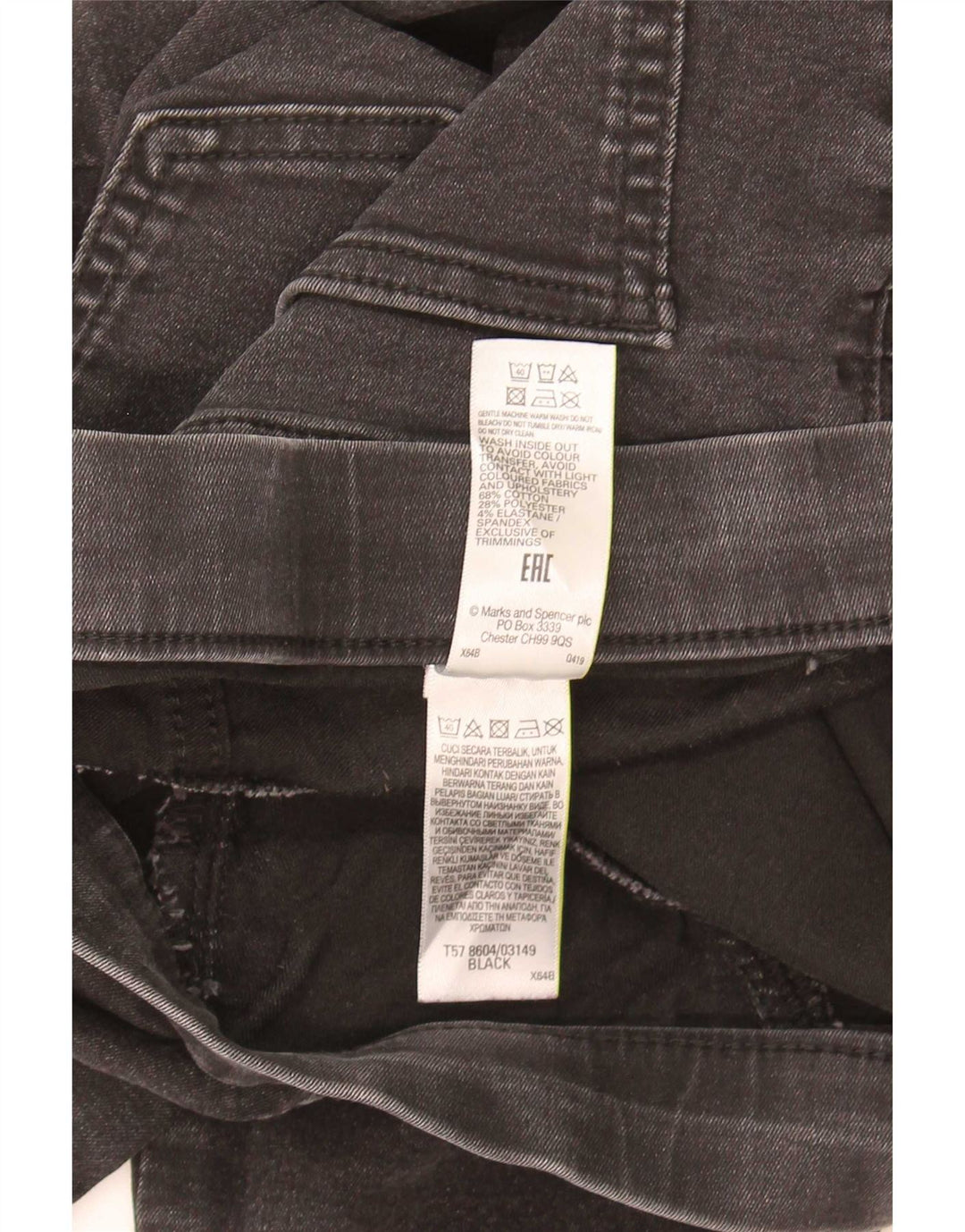 Calça jeans feminina Marks & Spencer UK 12 médio W29 L28 algodão preto