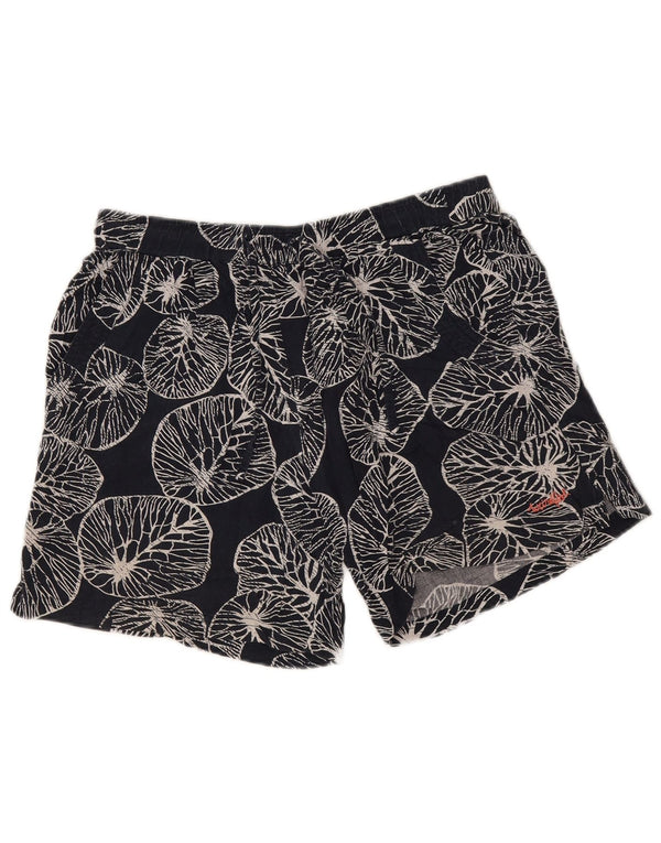 Shorts casuais femininos Weird Fish UK 12 médio W30 azul marinho floral viscose