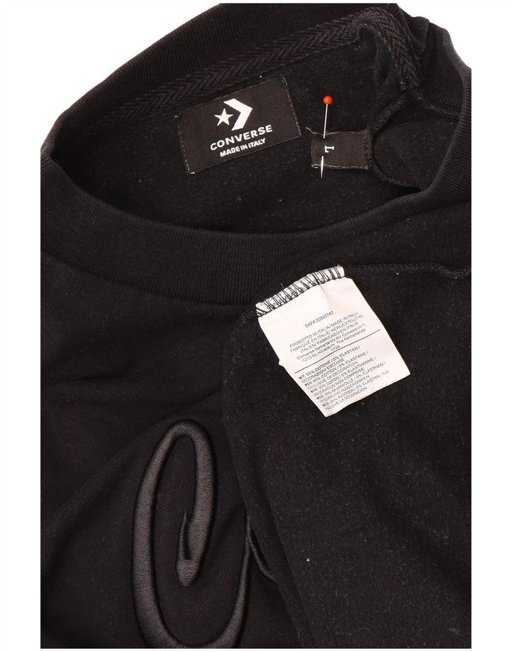 Converse feminino gráfico moletom jumper UK 16 grande algodão preto