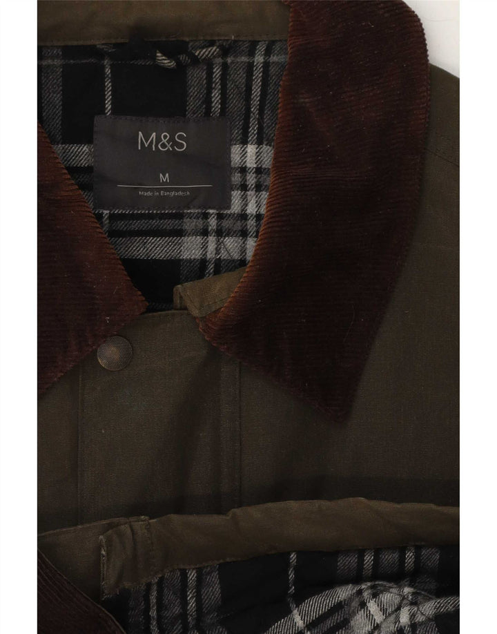 Jaqueta masculina de algodão encerado Marks & Spencer Reino Unido 38 médio cáqui