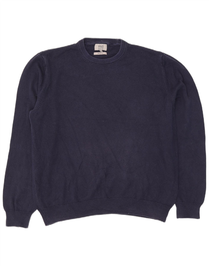 Suéter masculino Marks & Spencer com gola redonda XL algodão azul marinho