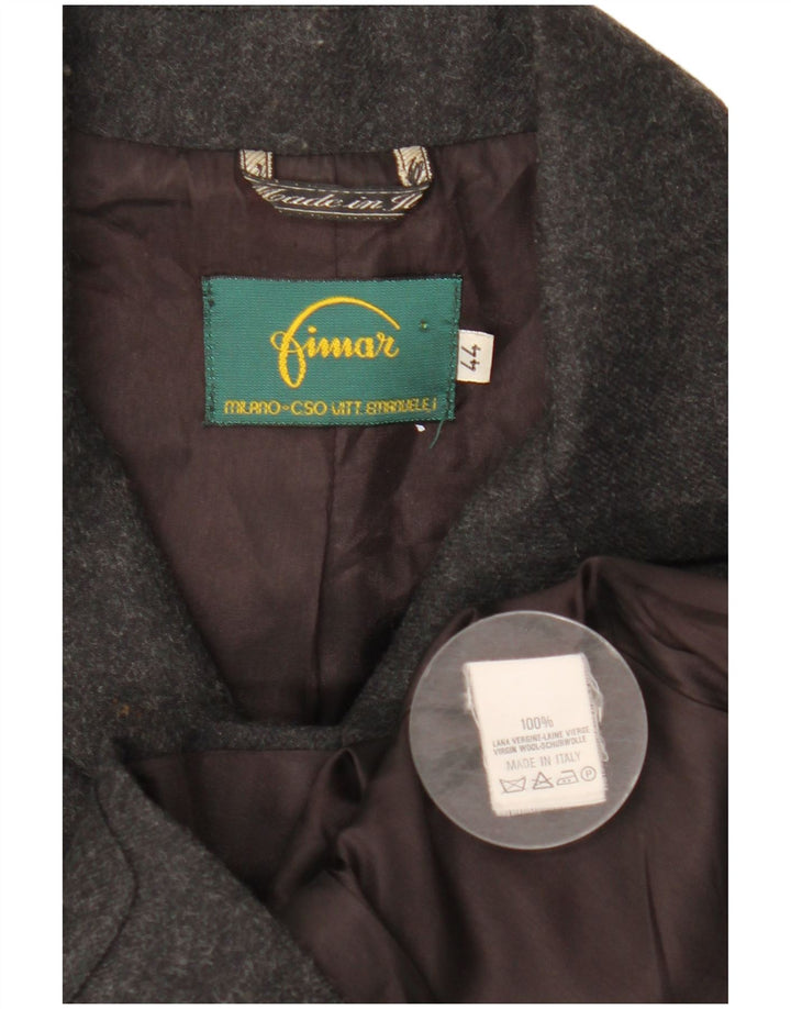 Jaqueta blazer feminina VINTAGE com 5 botões IT 44 lã manchada cinza médio