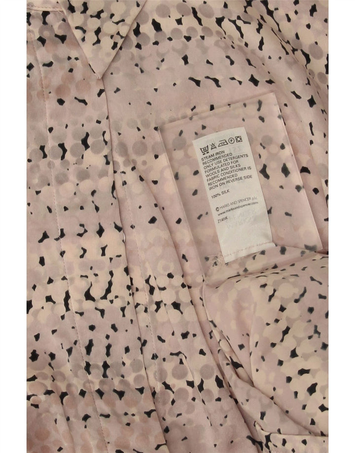 Blusa feminina Marks & Spencer Reino Unido 12 seda manchada rosa médio