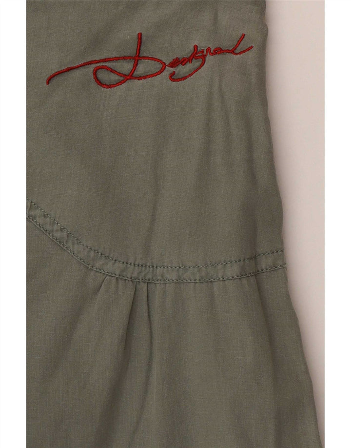 Saia bolha feminina Desigual W30 médio cáqui floral