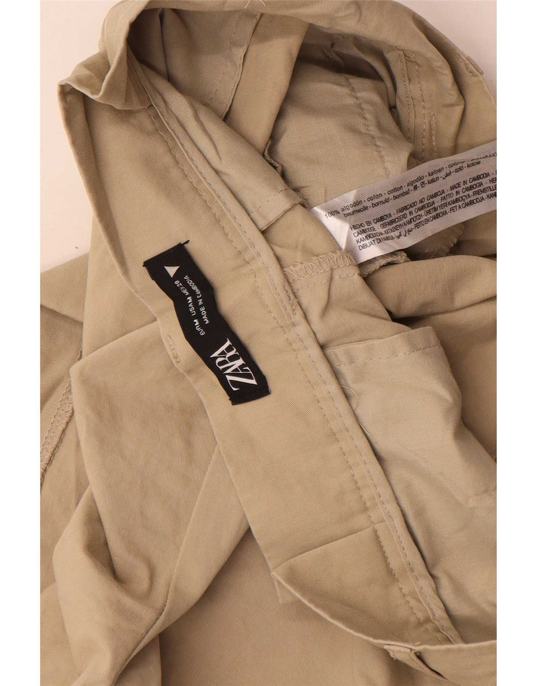 Zara Shorts feminino casual pegged médio W28 algodão bege