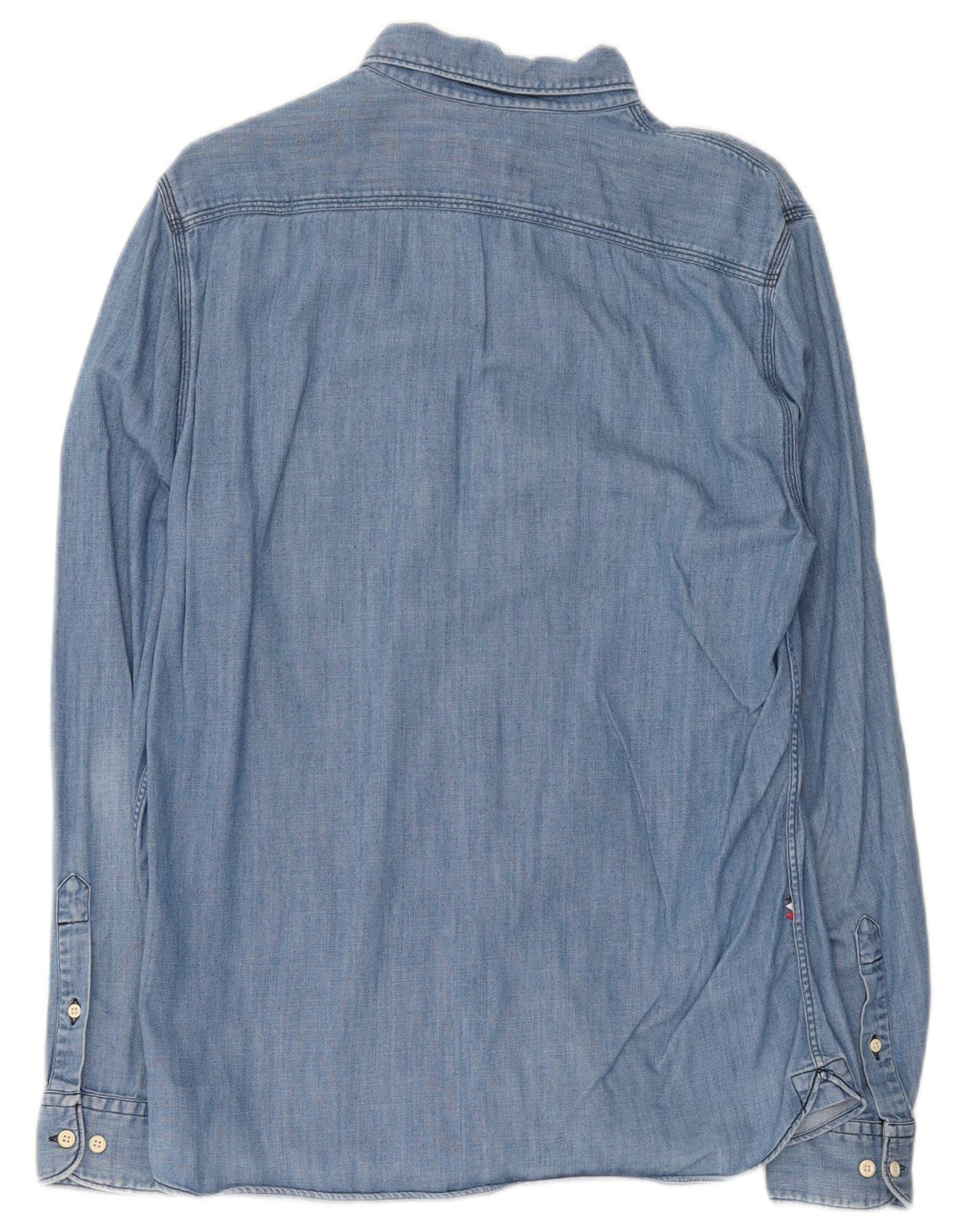 Camisa jeans masculina Lacoste tamanho 40 algodão colorblock azul médio