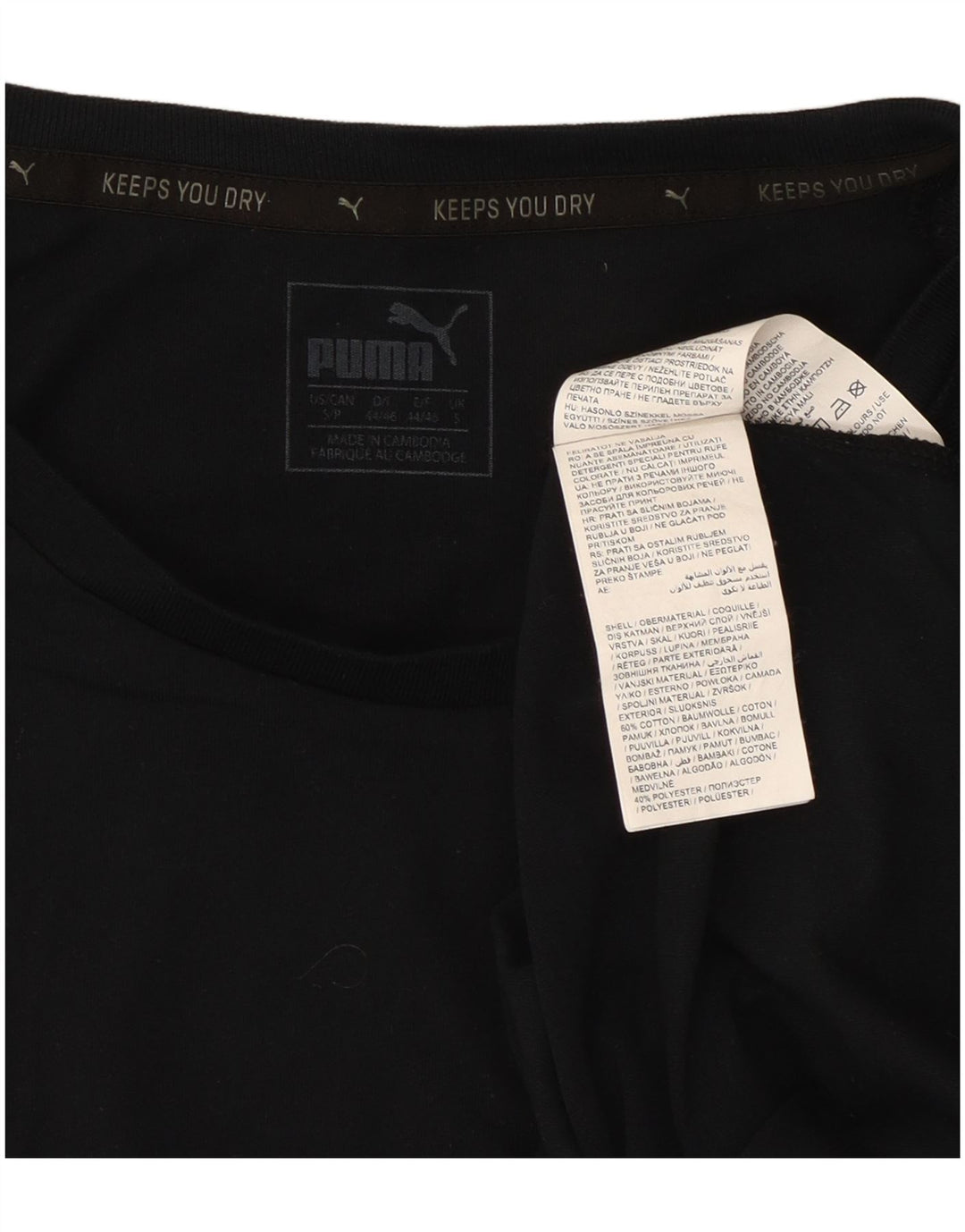 Puma Mens Camiseta Top Pequeno Algodão Preto