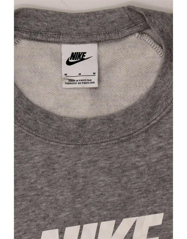 NIKE Womens Graphic Sweatshirt Jumper UK 14 Medium Grey Cotton Vintage Nike and Second-Hand Nike from Messina Hembry 