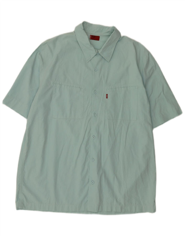 Camisa masculina de manga curta Levi's XL azul algodão