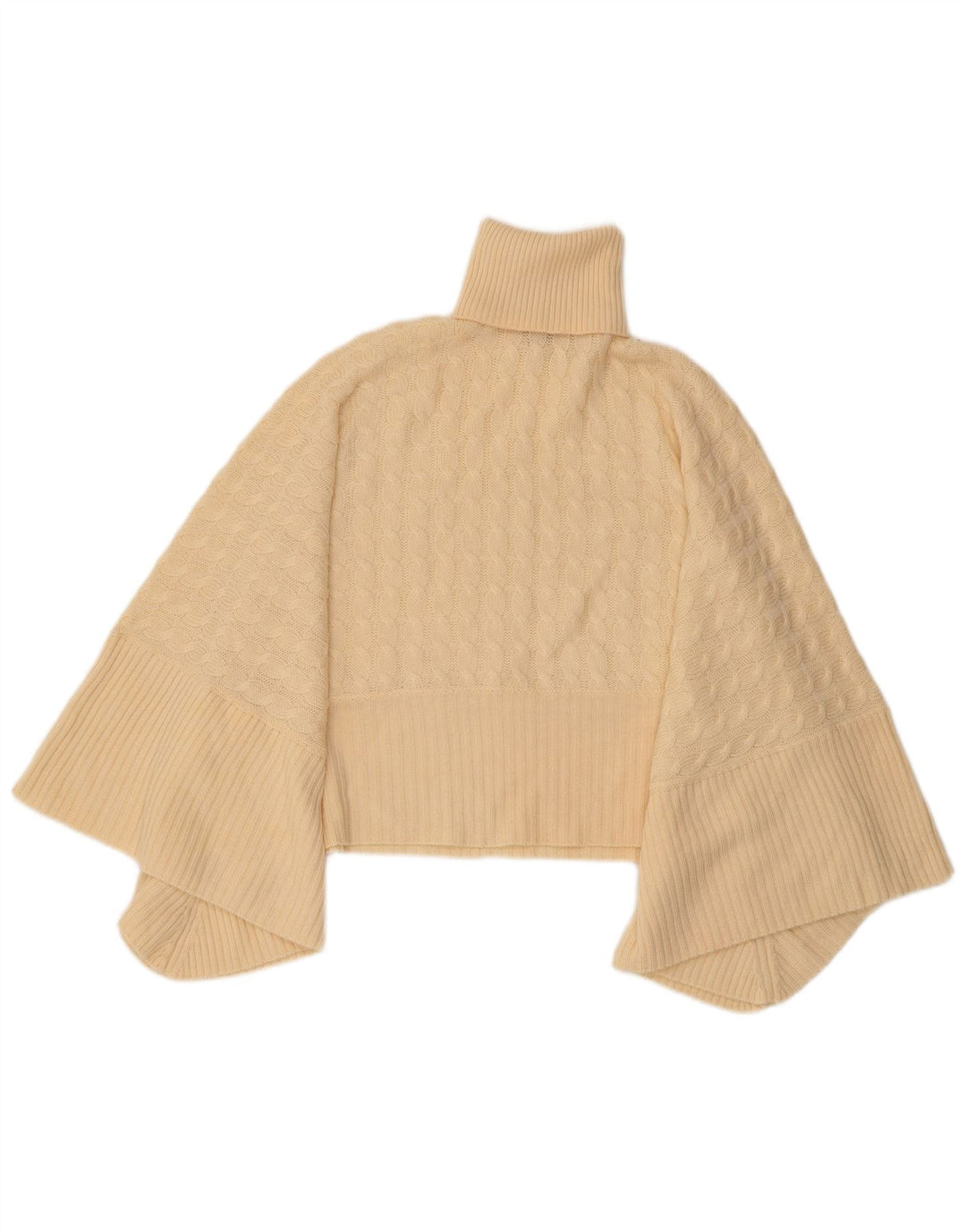 Poncho feminino MAX MARA com gola redonda e lã virgem bege pequena Reino Unido 10