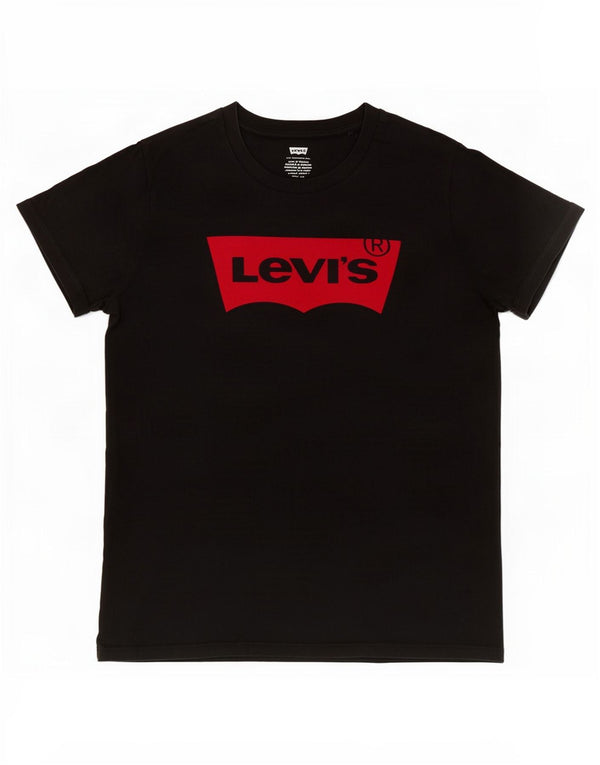 Camiseta feminina gráfica Levi's Top UK 10 pequeno algodão preto