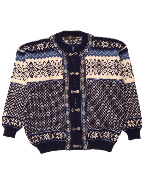 Suéter cardigã masculino Nordstrikk de ajuste regular XL azul marinho Fair Isle