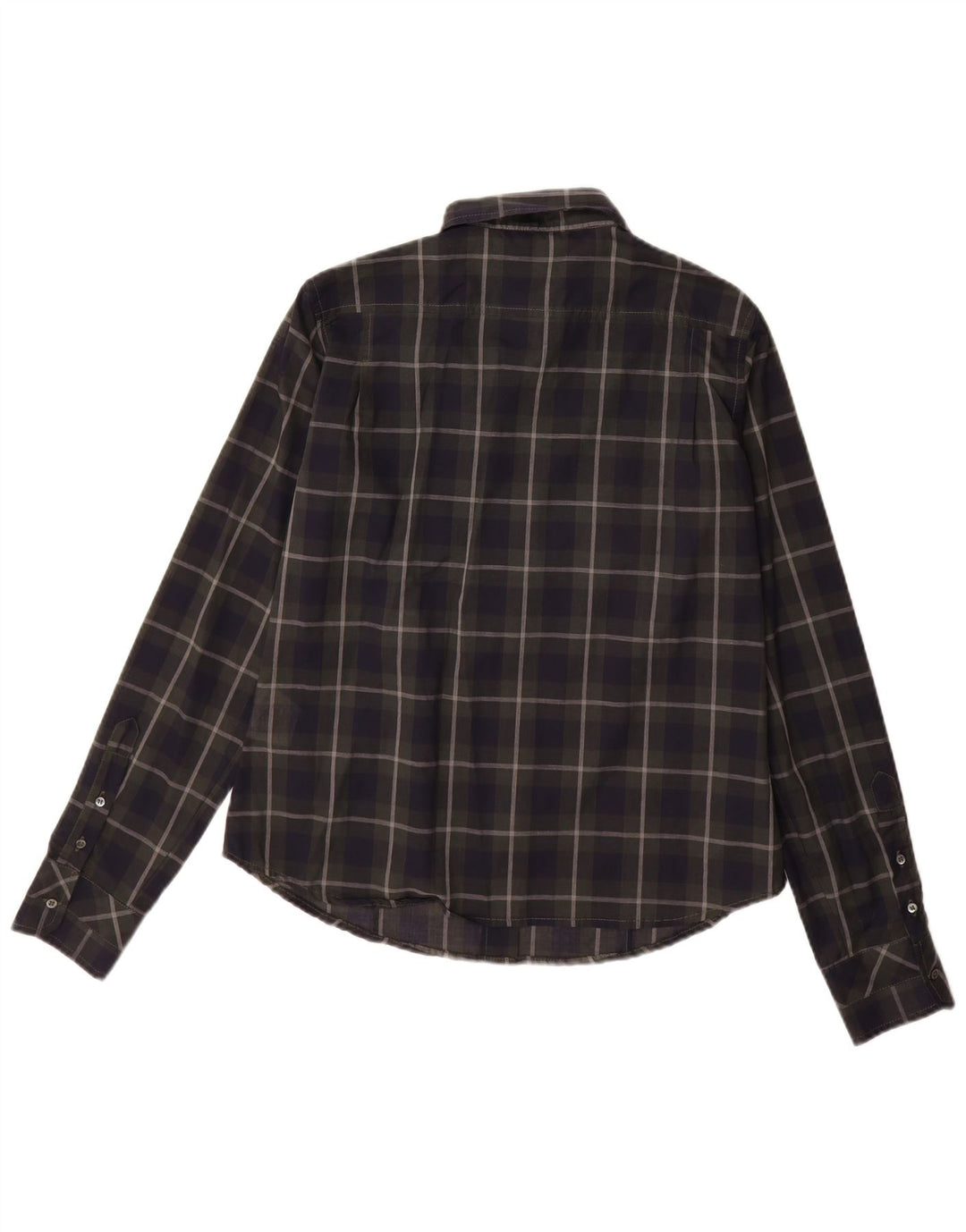 Camisa feminina Henry Cottons com babados na frente IT 48 XL algodão xadrez azul marinho