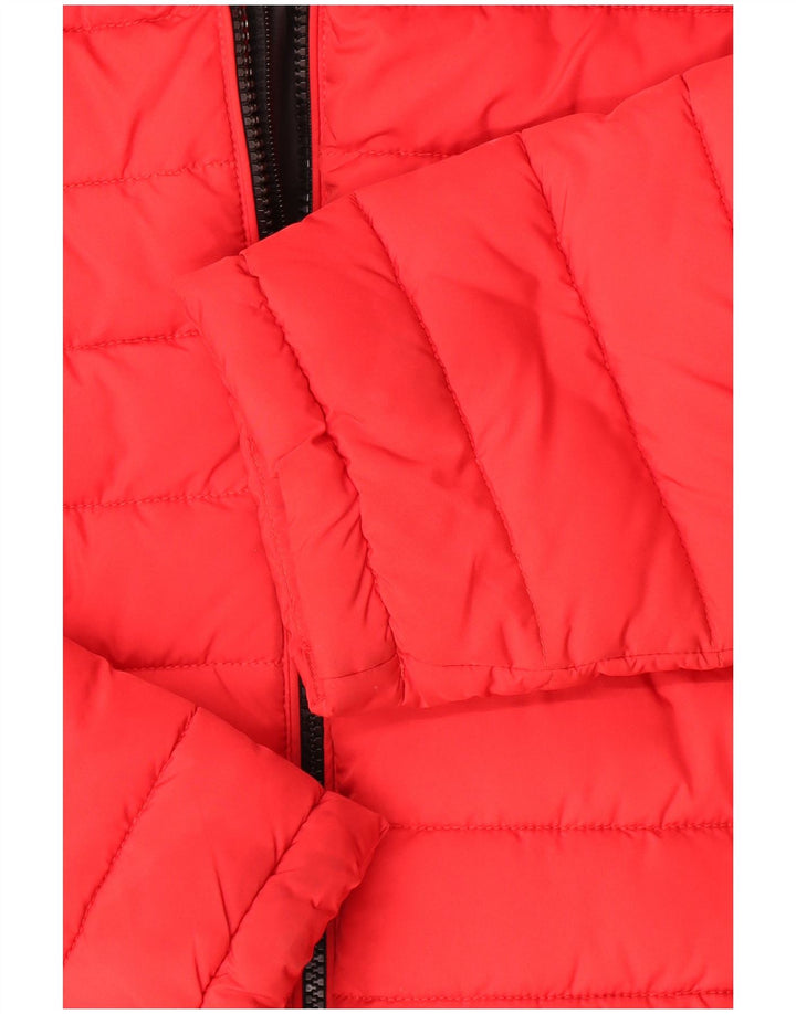 Jaqueta acolchoada com capuz masculina Superdry UK 40 poliéster vermelho grande