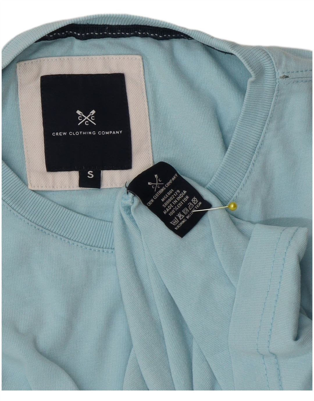 Camiseta masculina Crew Clothing Top pequeno algodão azul