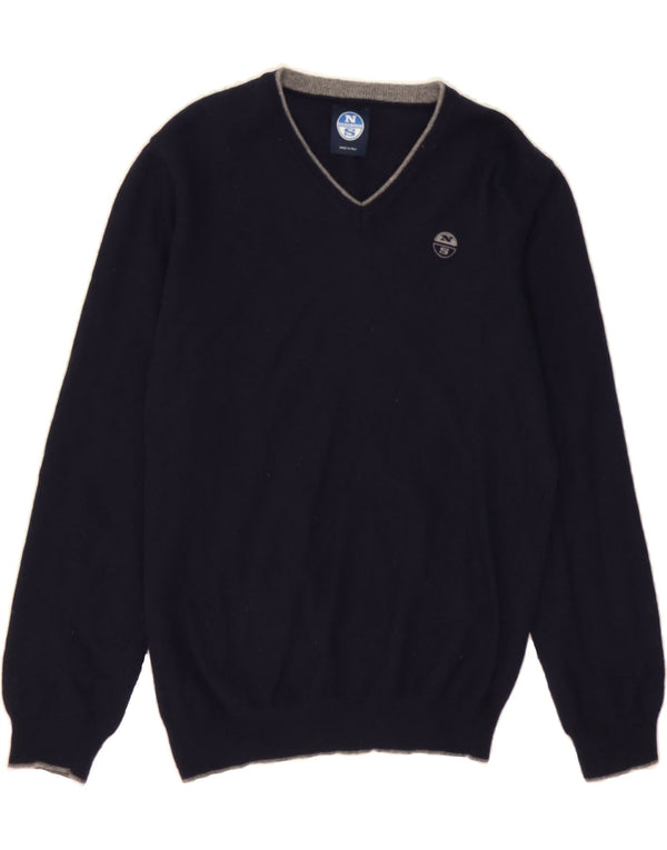 Suéter feminino NORTH SAILS com decote em V UK 14 médio azul marinho poliamida