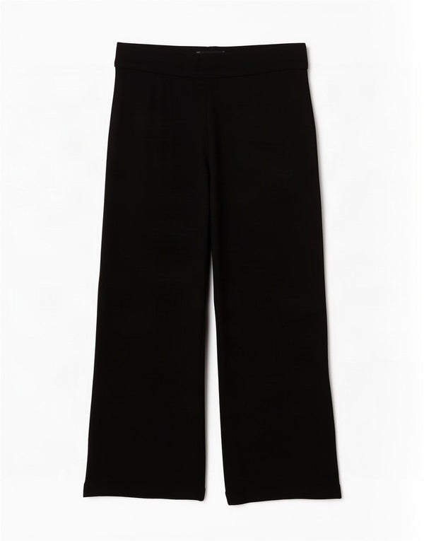 Calça feminina Marks & Spencer com perna larga cortada UK 12 médio W30 L26 preta