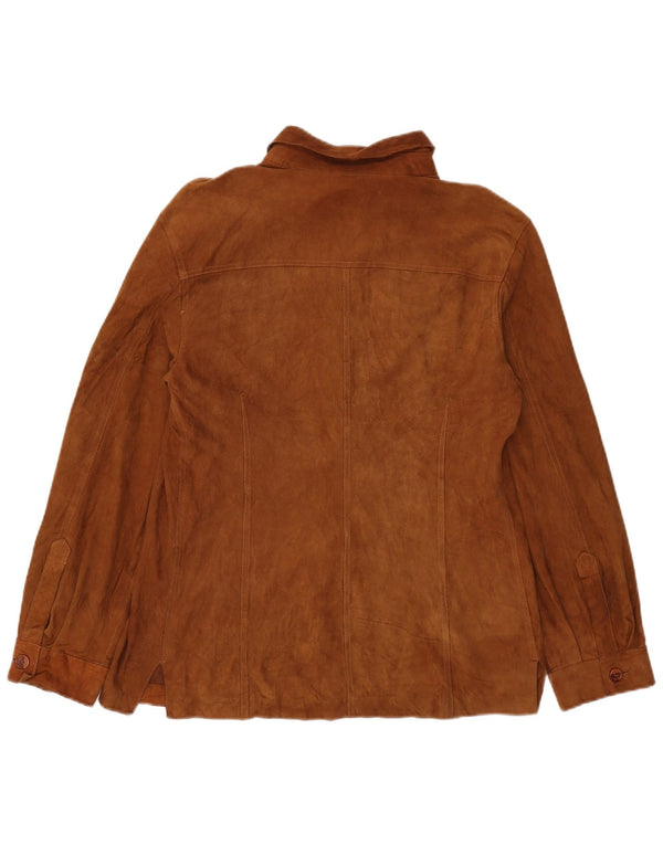 Camisa feminina vintage de camurça IT 48 XL couro marrom