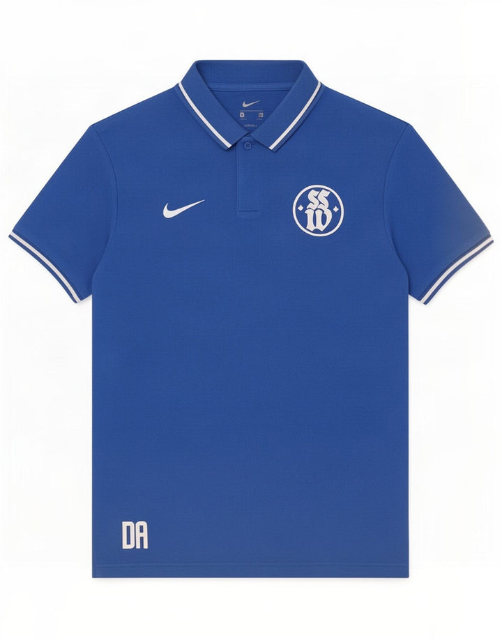 Camisa polo masculina Nike Graphic azul médio algodão