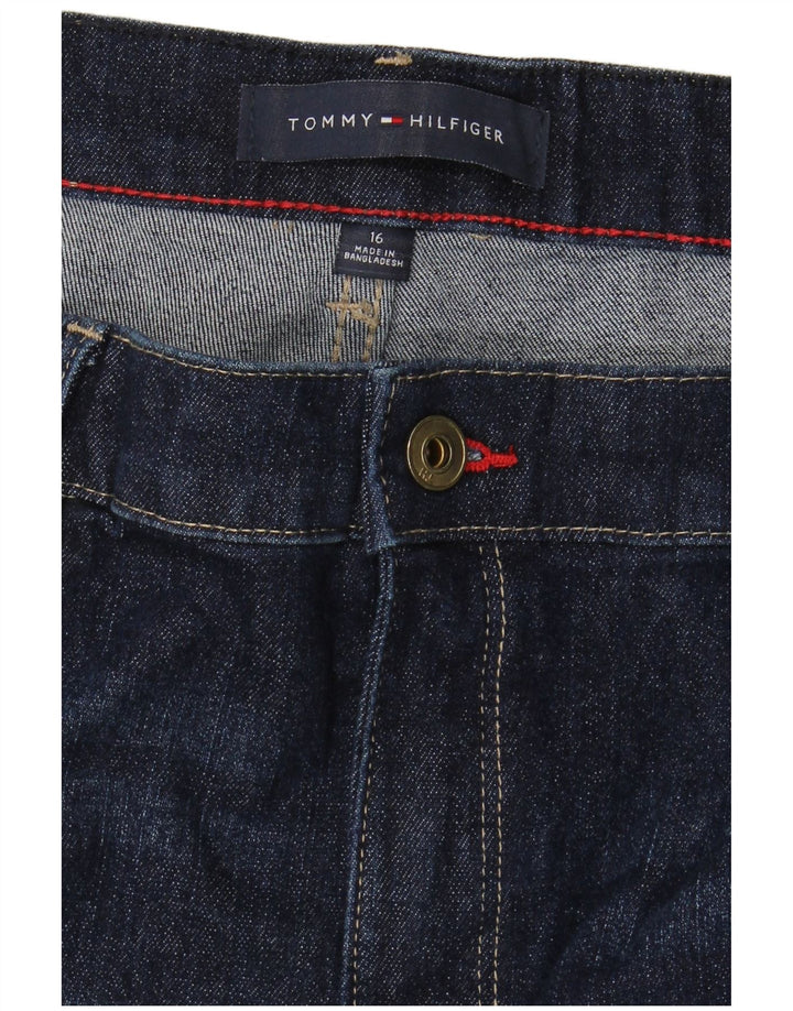 Jeans retos femininos de cintura alta TOMMY HILFIGER US 16 2XL W38 L28 azul marinho