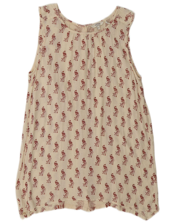 Túnica feminina com padrão abstrato Fat Face UK 12 médio off white