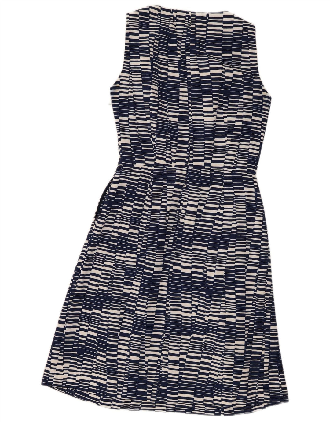 Stefanel vestido feminino sem mangas com bainha UE 38 médio azul marinho geométrico