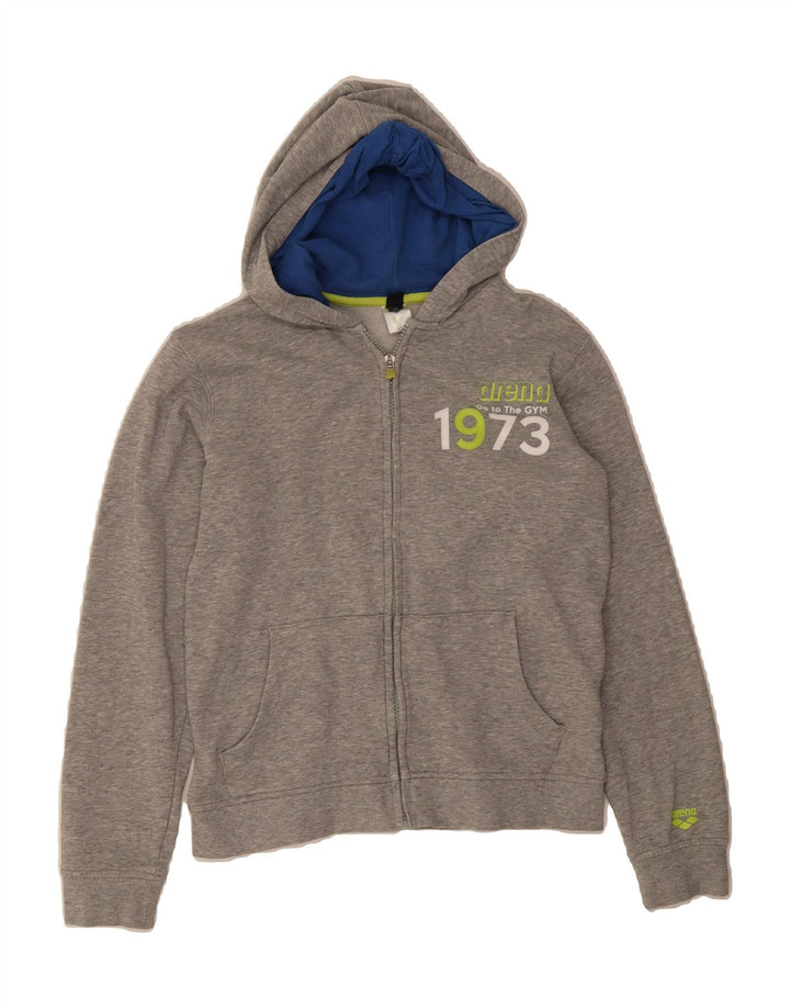 ARENA Boys Graphic Zip Hoodie Sweater 11-12 Years Grey Cotton Vintage Arena and Second-Hand Arena from Messina Hembry 