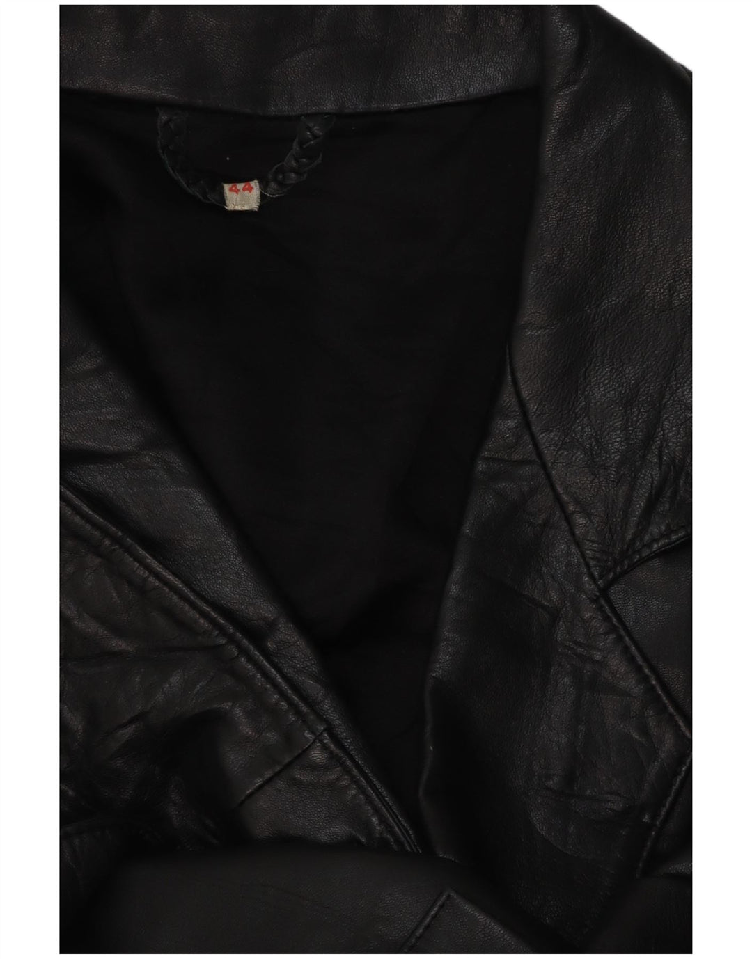 Jaqueta blazer feminina de couro com peito duplo VINTAGE EU 44 XL preta