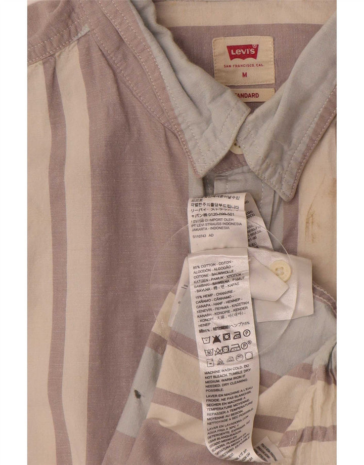 Camisa masculina de manga curta padrão Levi's algodão listrado cinza médio