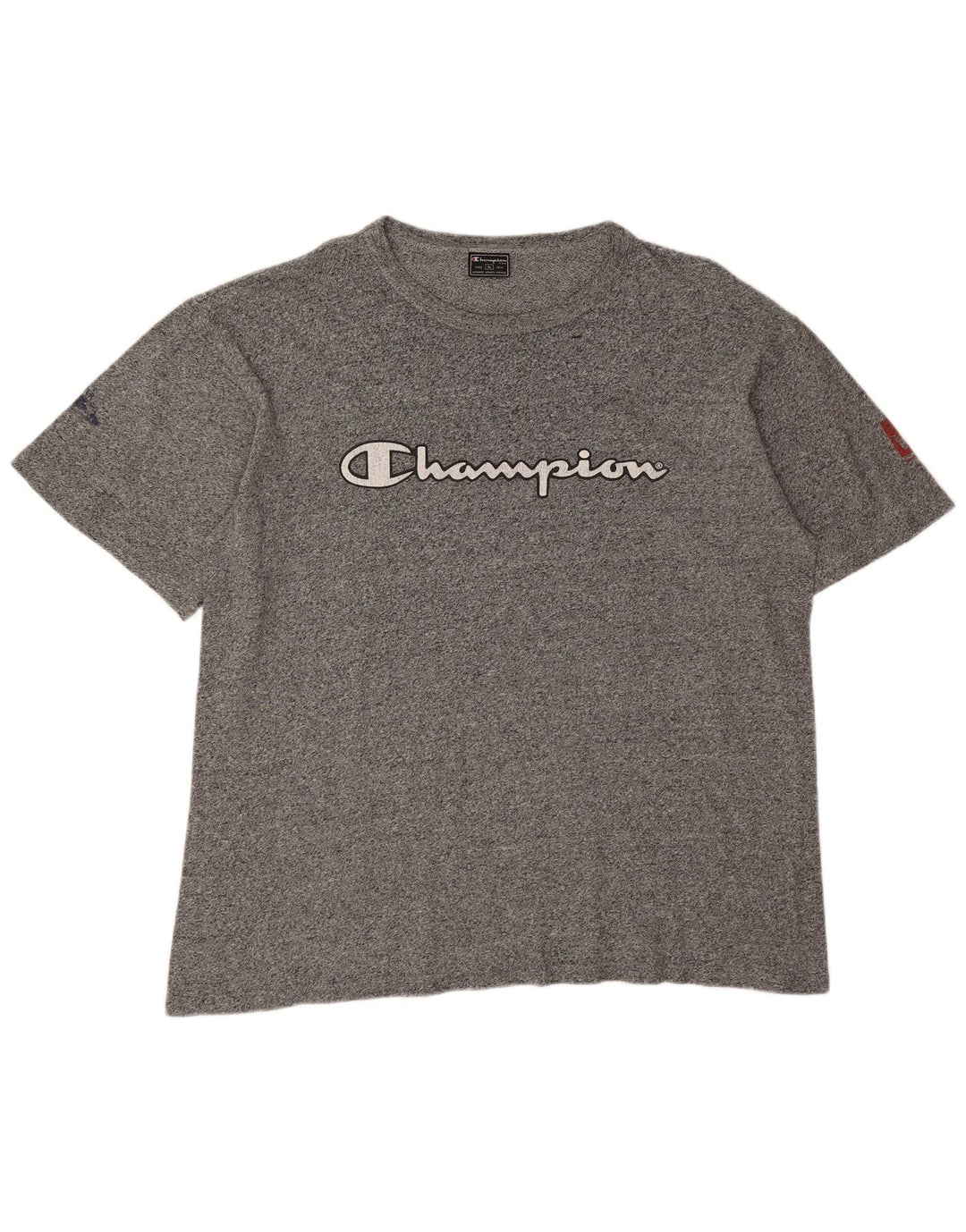 Camiseta gráfica masculina Champion XL cinza manchada
