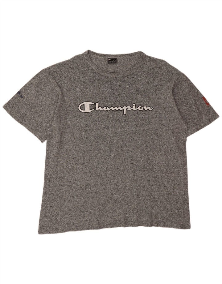 Camiseta gráfica masculina Champion XL cinza manchada